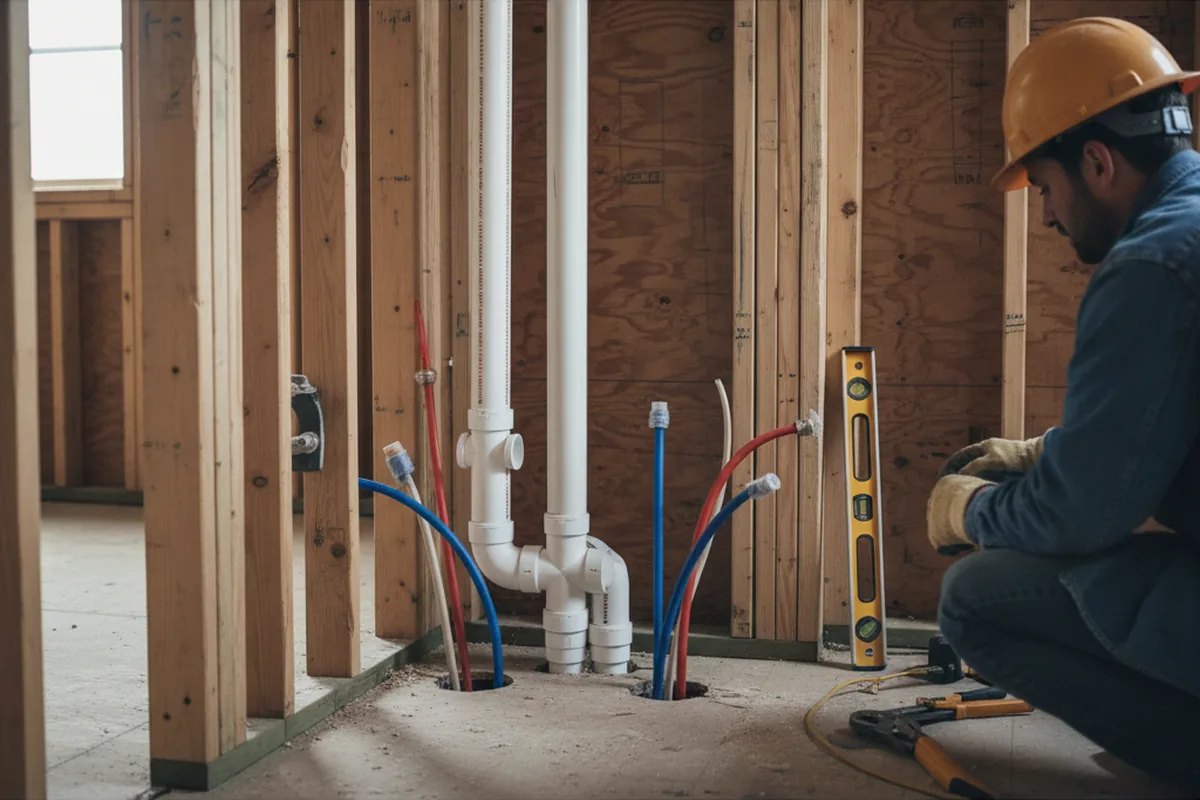 Drain and supply rough-in during Leak Detection in Brookhaven