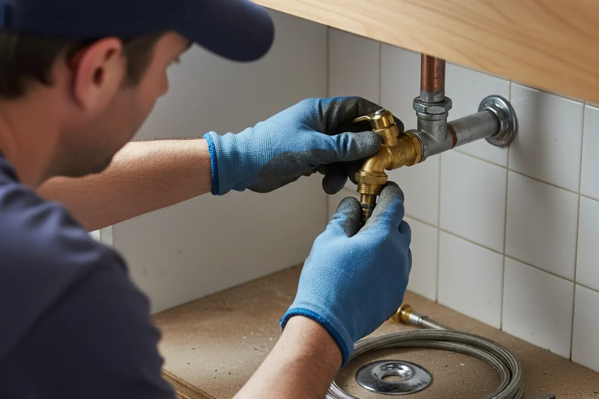 Shutoff valve and fitting work during Burst Pipe Repair in Brookhaven